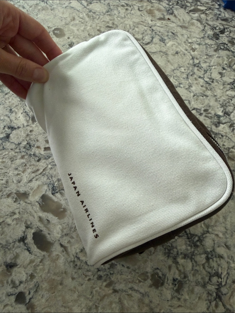 Japan Airlines White Travel Pouch
